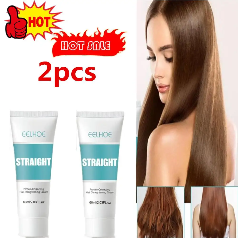 

2X60ML Keratin Hair Straightening Cream Professional Damaged Treatment Faster Smoothing Curly Hair Care Protein Correction Cream