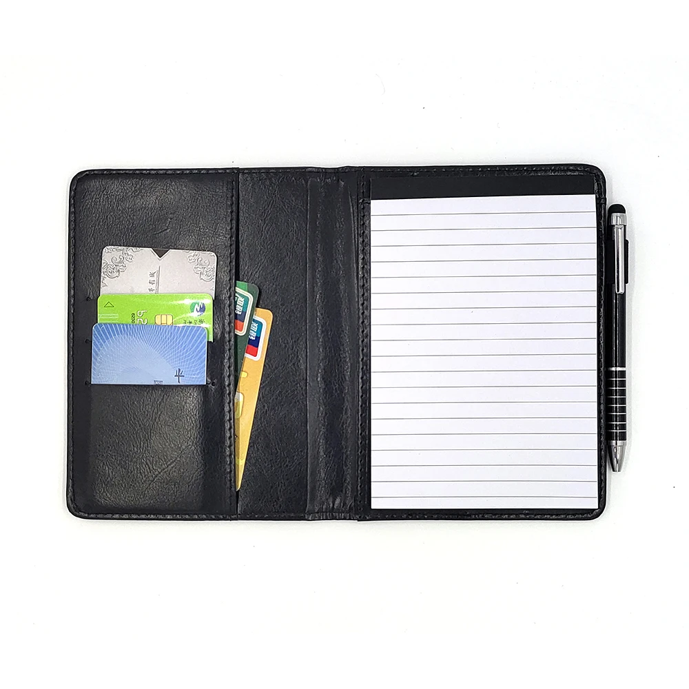 High Quality PU Leather Note Book Black A6 Portable Notepad Notebook With Pen 30 Sheets Sticky Notes Can Replaceable