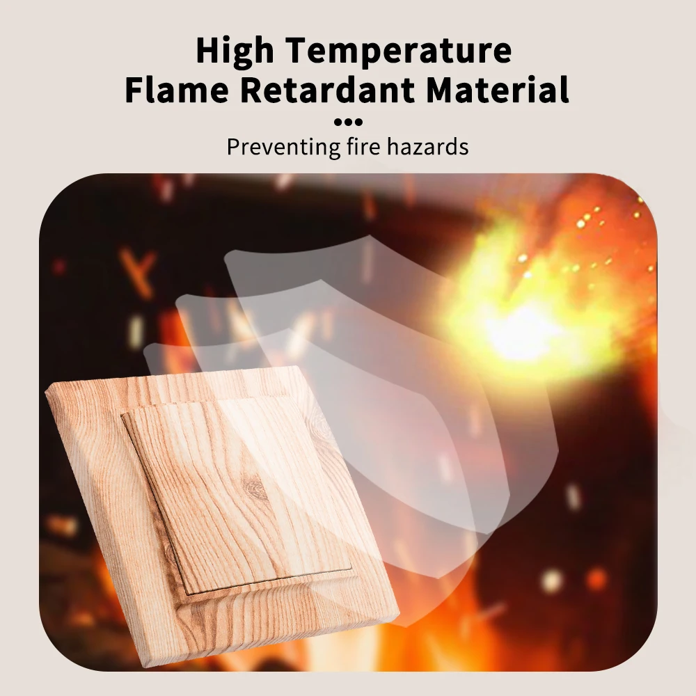 WESA Wood Wall Switch Classic Flame Retardant Plastic Panel 1 Gang 1 Way Vintage Wooden Color Wall Switch AC 250V France Spain - view 3