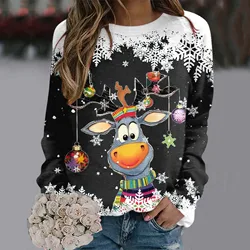 Teen Girls Long Sleeve Crewneck Sweatshirt Sweaters For Women Christmas Cute Reindeer Graphic Xmas Shirts Fleece Clothes Women