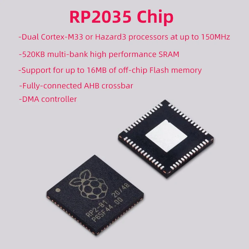 Original Raspberry Pi Pico 2  RP2350 Microcontroller Board Dual Arm Cortex-M33 or Dual Hazard3 RISC-V Processor 150MHz