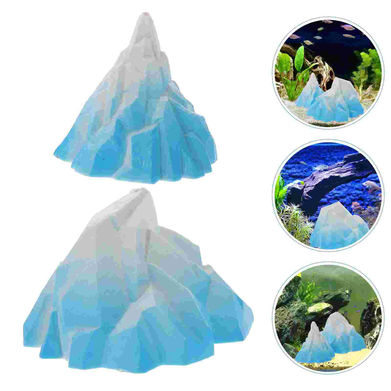 2 Pcs Simulated Iceberg Decoration Miniature Floeberg Decorative Toys Statue Tiny Figurine