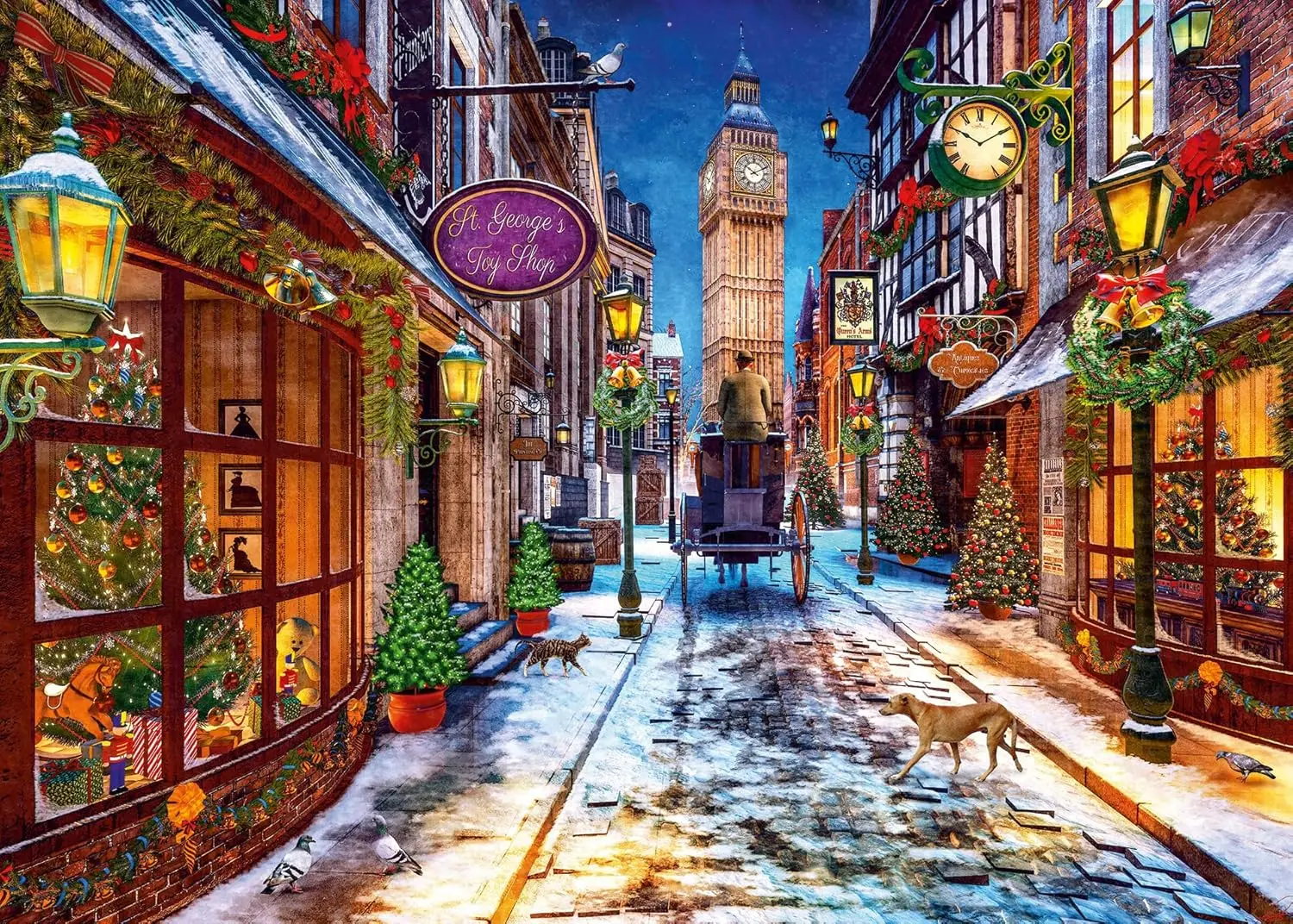 

1000/500/300 Pcs Adult Wooden Puzzle Christmas Street Jigsaw Puzzle for Gameroom Bedroom Party Decor Birthday Gift