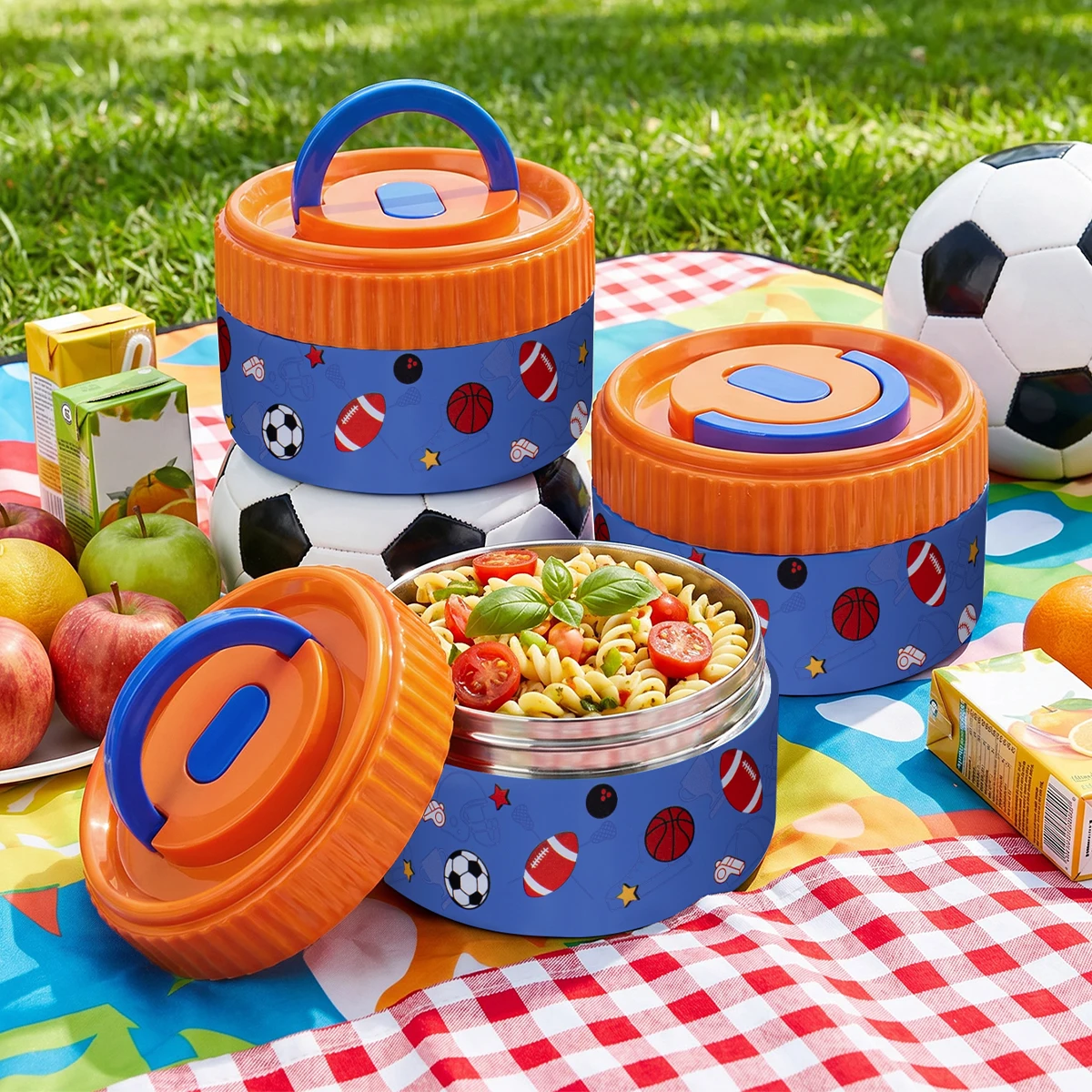Cartoon-bedruckte Thermo-Lunchbox, tragbare, versiegelte Thermo-Bento-Box, stapelbar, mikrowellengeeignet, isolierter Lebensmittelbehälter für Schüler
