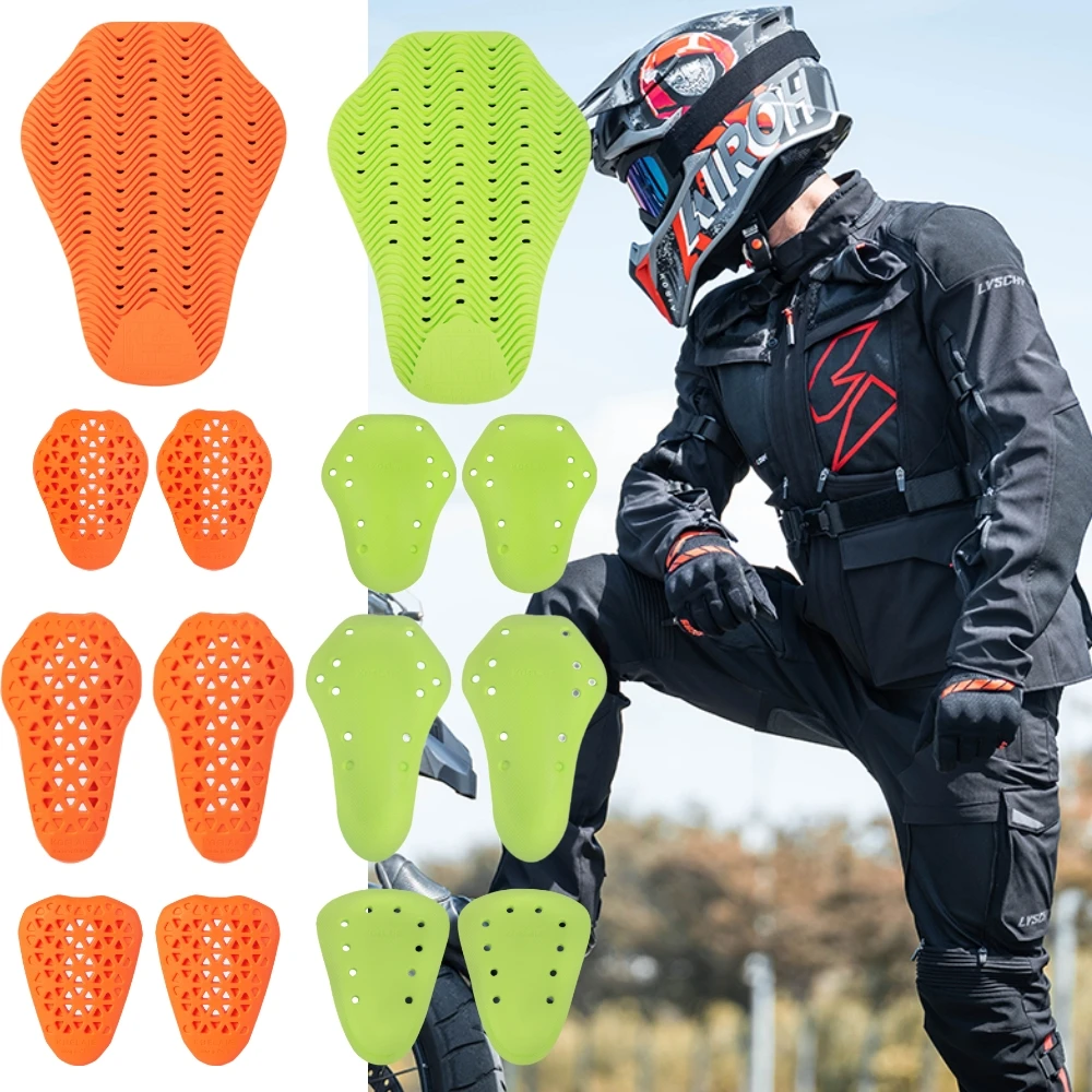 

Full CE Certified Motorcycle Jacket Insert Protectors Gear Orange/Green Jacket Insert Back Shoulder Elbow Chest Protector