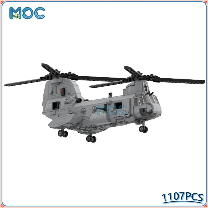 

MOC Building Blocks CH-46 Knight Helicopter Military Sea Fighter Model DIY Assembly Bricks Toys Creative XMAS Birthday Gifts