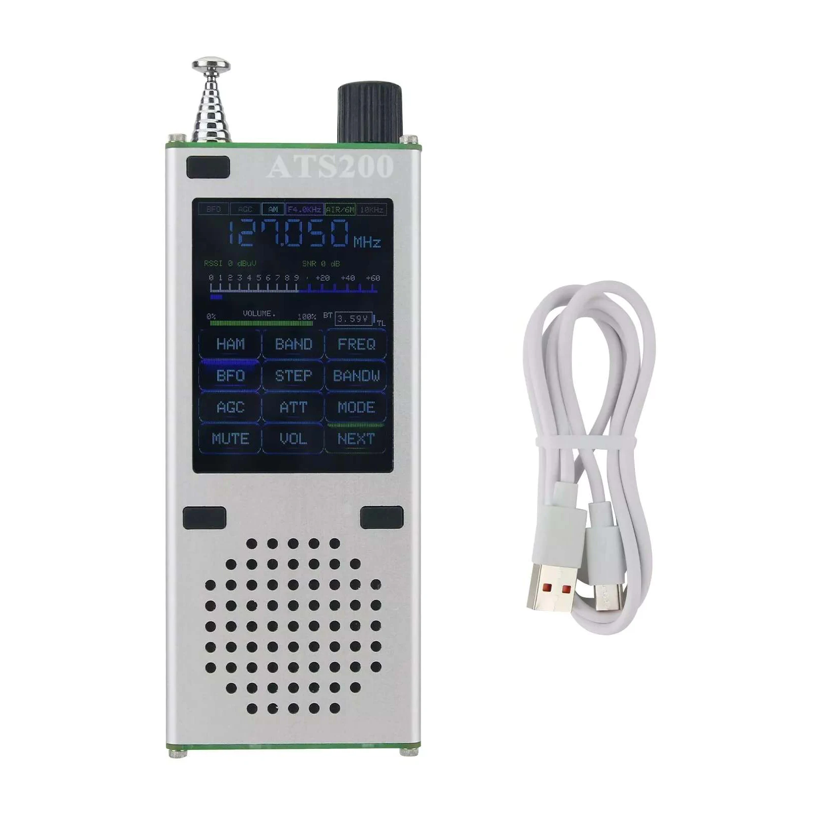 1PC ATS200 Full Band Radio Receiver SI4732 ESP32 Aviation Band SSB Bluetooth 5.3 2.4 Inch Touch Display