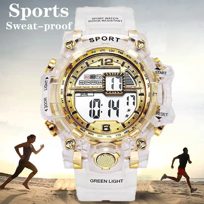 YIKAZE Fashion Digital Watch per donna uomo Luxury Women Sports Watch Design trasparente studente bambino orologio da polso elettronico