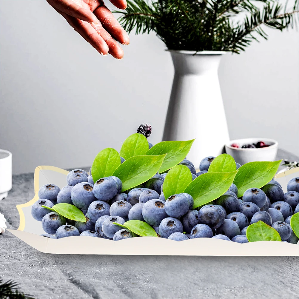 

8pcs Fruit Cake Bbq Platters Rectangular Rippled Edge Sturdy Disposable Party Plates For Weddings Birthdays Christmas Gathering