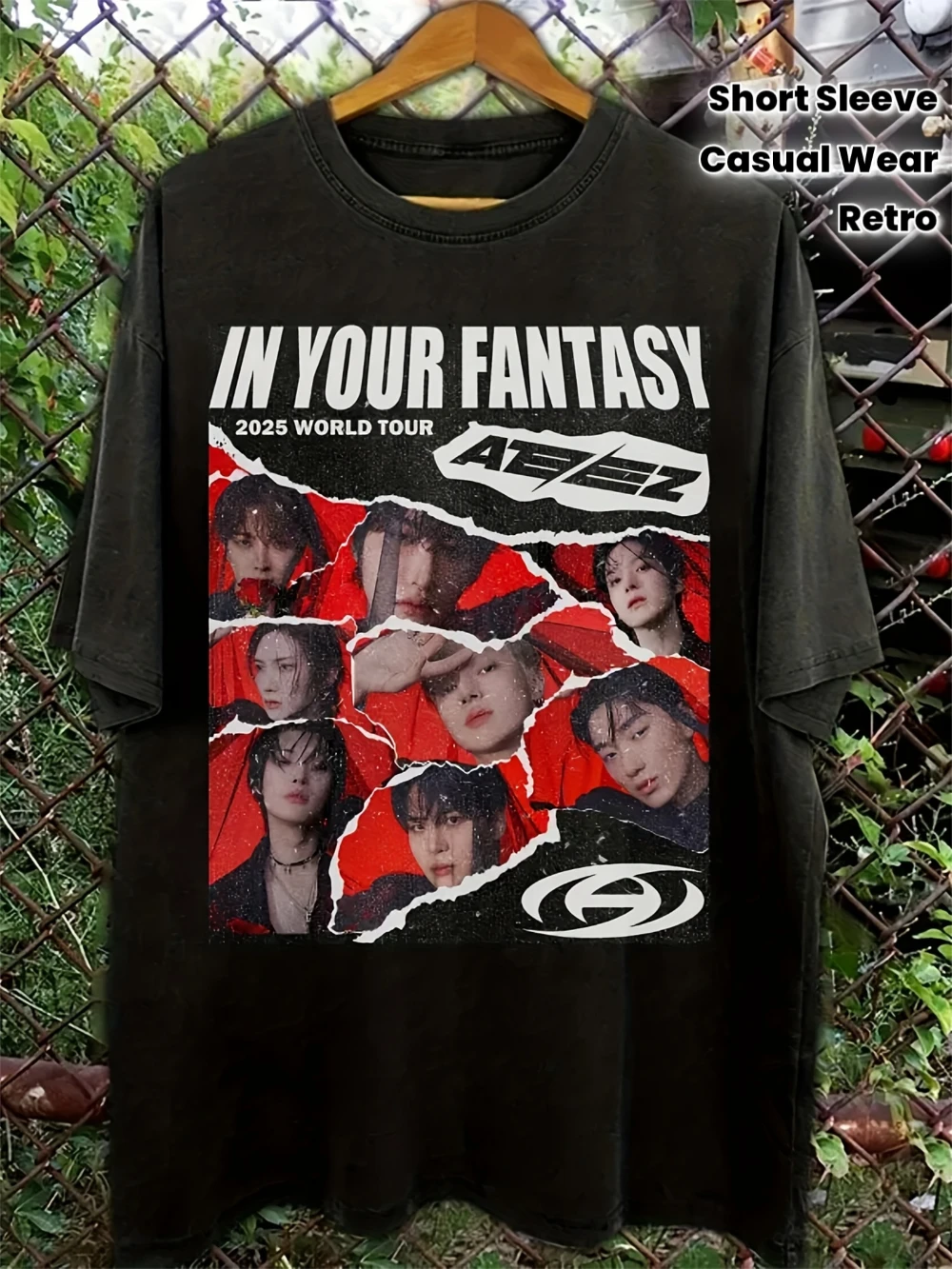Retro Ateez in Your Fantasy Tour T-shirt, Casual Wear for All Seasons Unisex Crew Neck T-shirt vintage  shirts for women