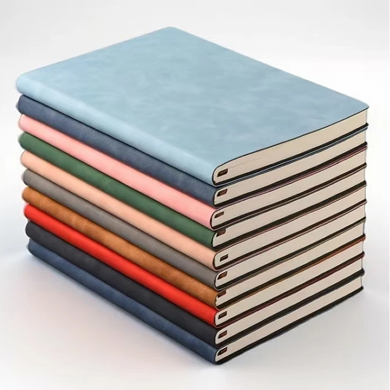 Soft Sheepskin PU Notebook A5 Size 21*14.5cm 160 Pages Soft Leather Cover Office Daily Writing Journal Portable Notepad