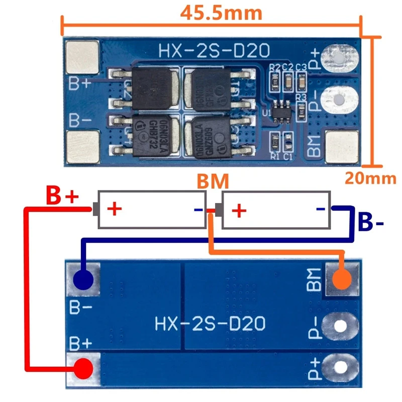 2 strings of 7.4V18650 lithium battery protection board 8.4V lithium battery protection board 13A working current