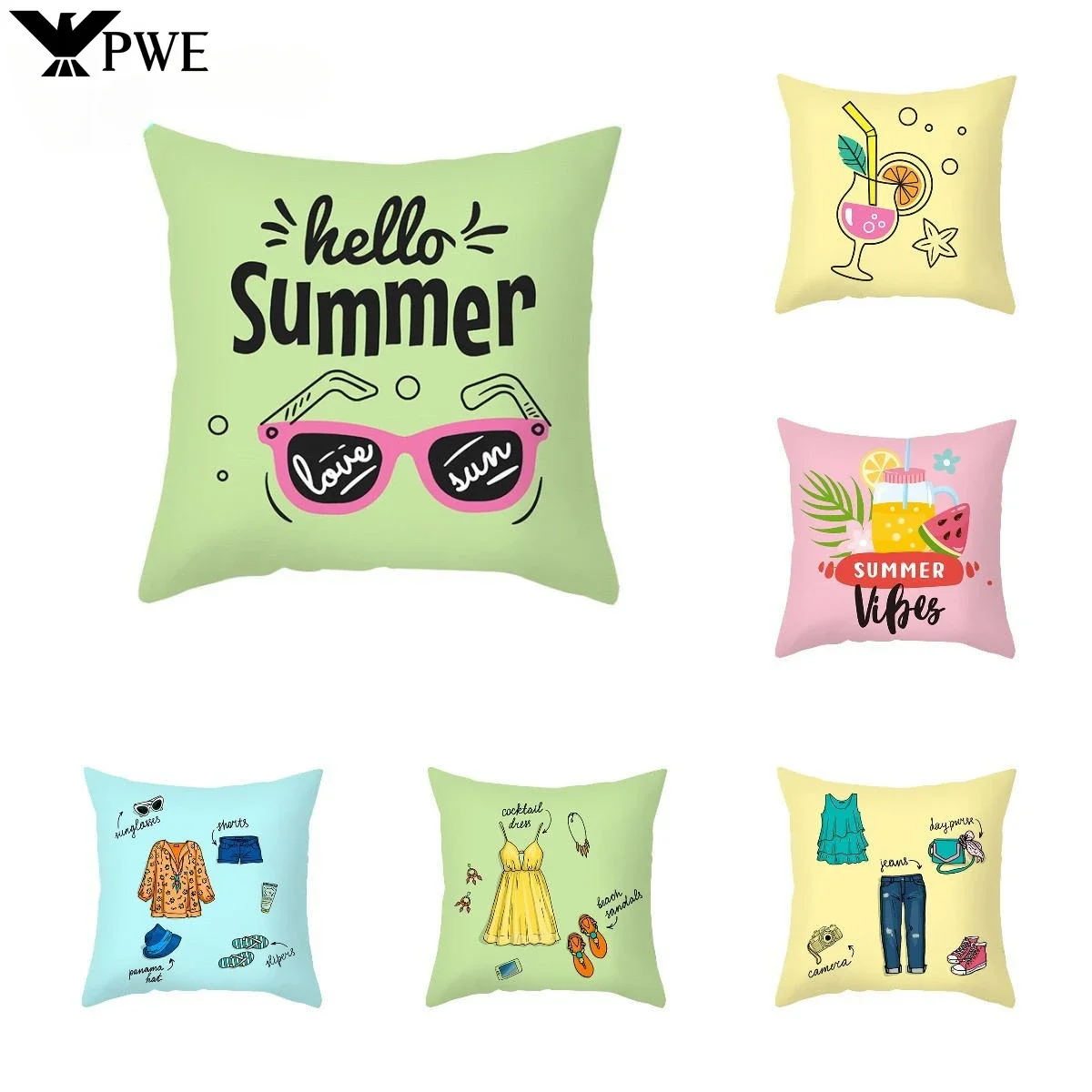 Summer Fruit Polyester Cushion Cover Tropical Plants Small Fresh Decorative Throw Pillows Color Cartoon Pillowcase Sofa Cushions