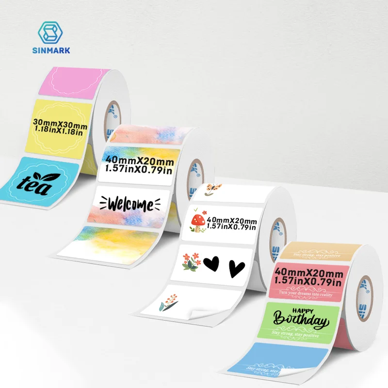 2 rollos/juego de papel de etiquetas de Color, pegatinas térmicas de nubes, etiquetas impermeables, pegatinas DIY hechas a mano bonitas, uso para regalo de impresora de bolsillo