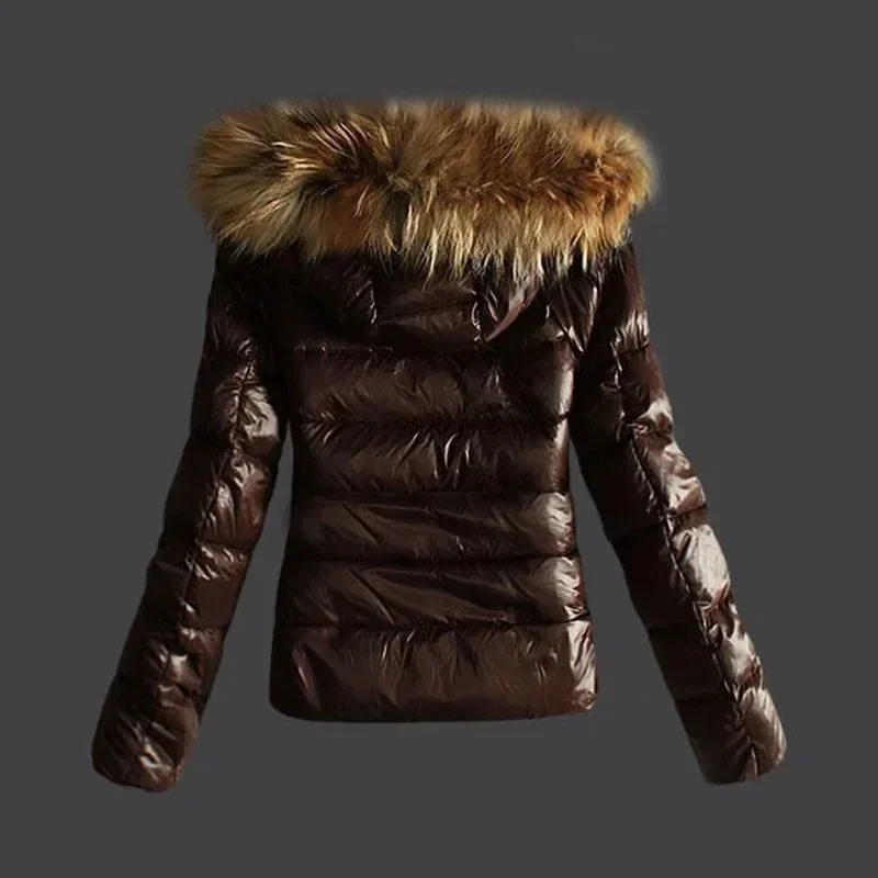 Women\'s Autumn New Fashion Casual Slim Cotton Jacket Faux Fur Collar and Hooded Hooded Warm Jacket Coat Pu Leather Zipper