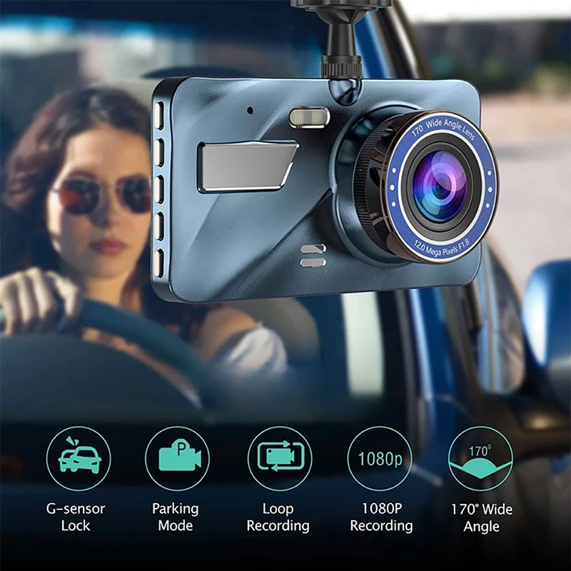 Dual Dash Cam Night Vision In-car Recording Camera Motion Detection Video Recorder IPS Dashcam Gravity Sensing Cars Recorder Cam