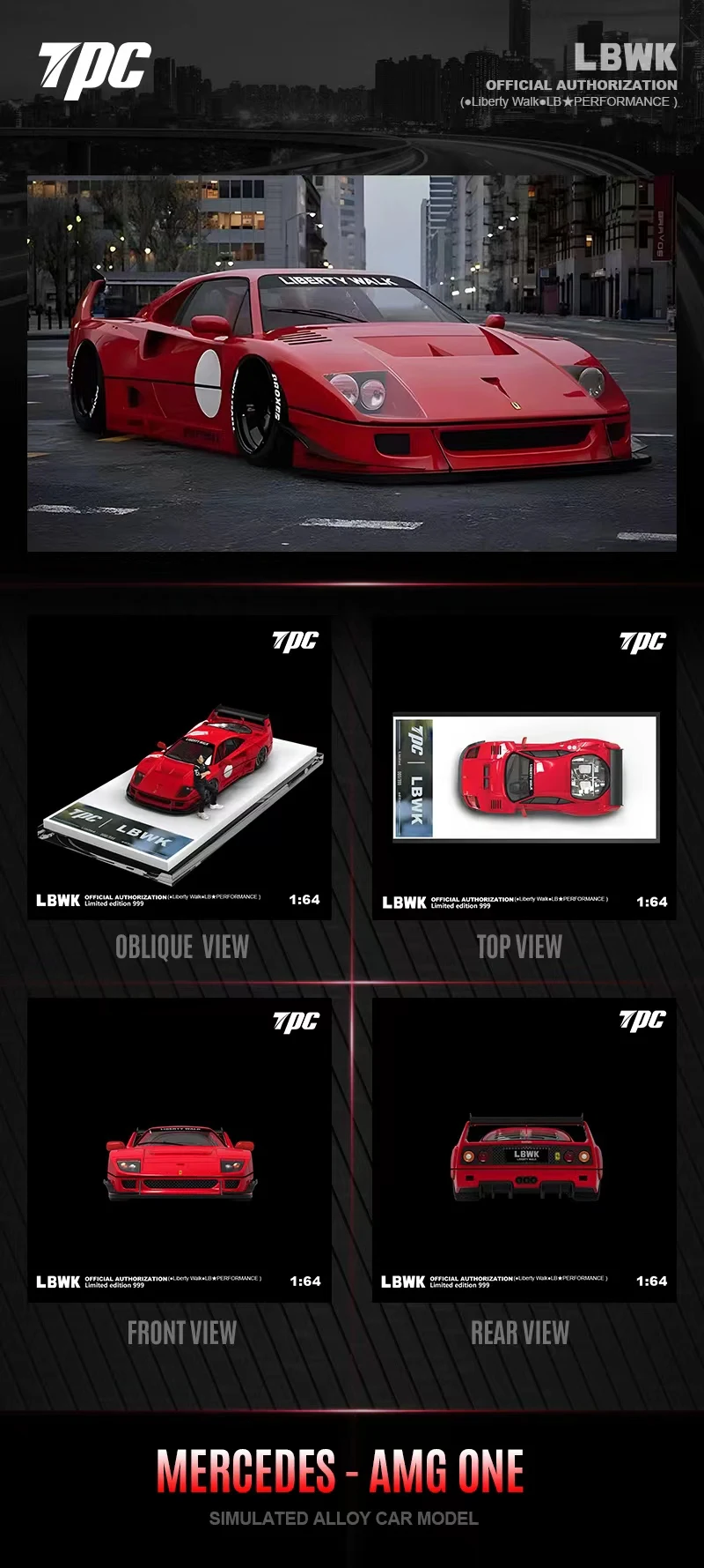 Newly Stocks TPC 1/64 F40 LB Red Figure Version Diecast In 2023 Collection Gift Scale Model Car