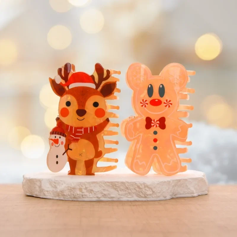 

Cartoon Christmas Gingerbread Man Hair Claw Cute Elk Deer Crab Hair Clip Acrylic Claw Clip Hair Accessories for Women Girls