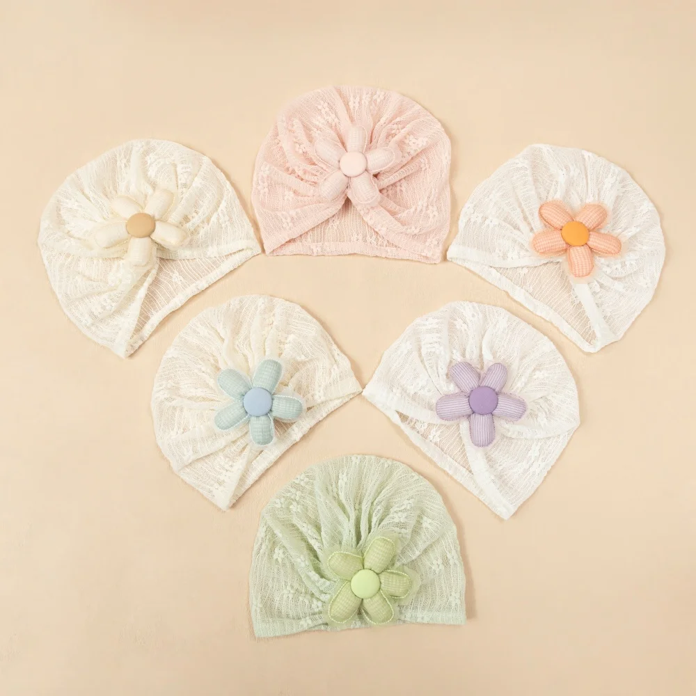 Gorros indios para bebé, turbante de flores, sombrero con lazo para recién nacido, gorros finos de verano para niños, accesorios para el cabello para niñas, accesorios de fotografía, gorros musulmanes