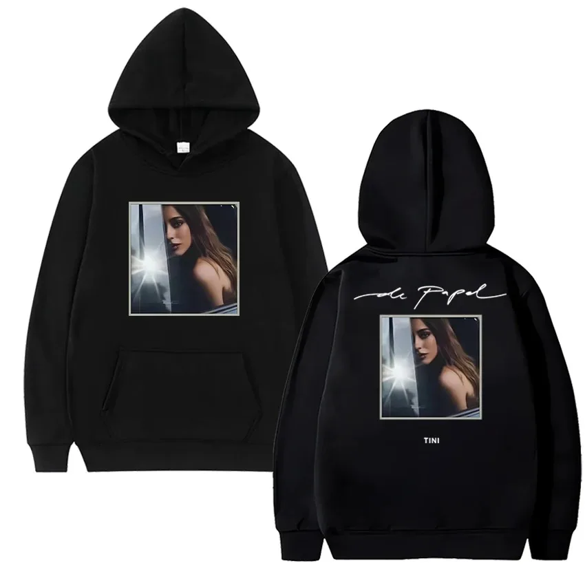 

Новинка в Tini De Papel 2025 Song, толстовка с двусторонним принтом для мужчин и женщин, модная флисовая толстовка с капюшоном унисекс, повседневные пуловеры с длинными рукавами