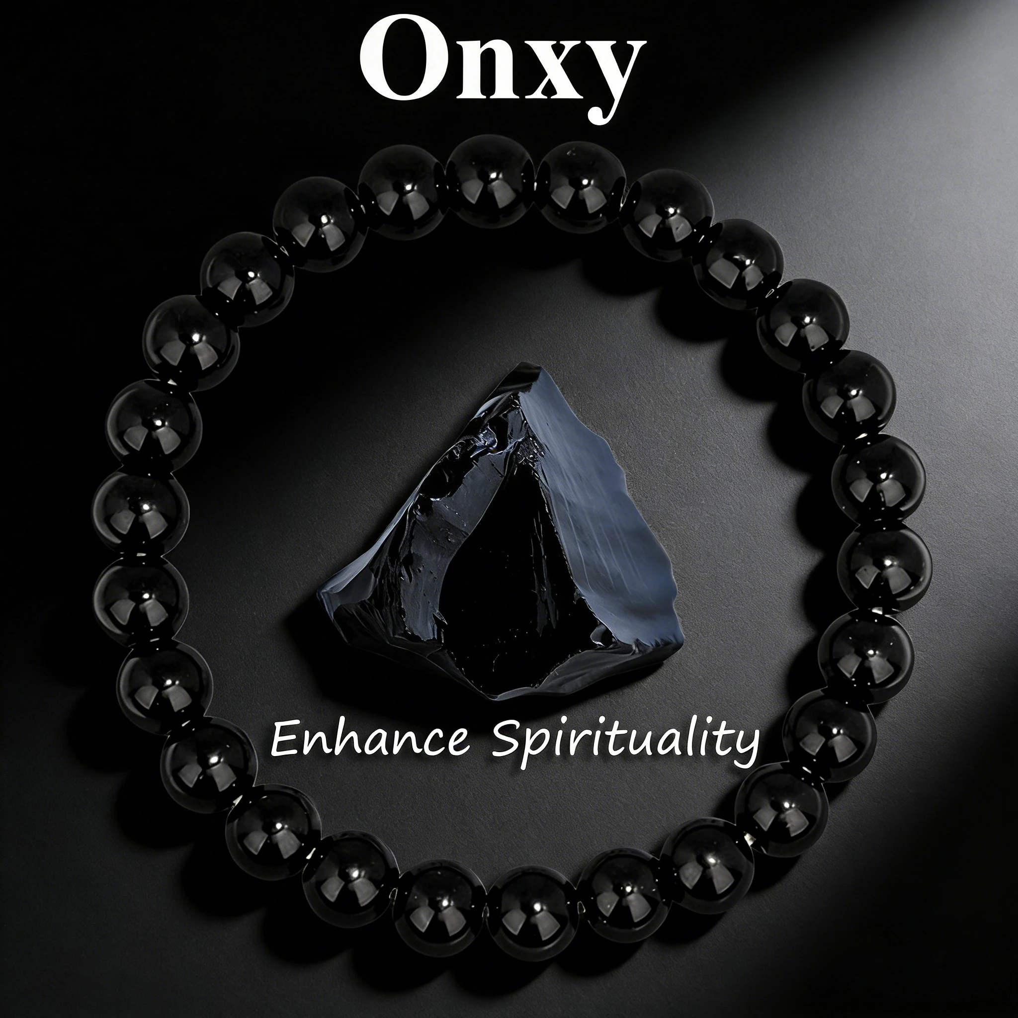 Onyx-Perlenarmband 6 8 10mm Naturstein Reiki-Heilung Handgefertigter Schmuck Vitalitäts-Charm Schutz Ausgleichendes Geschenk für Männer Frauen