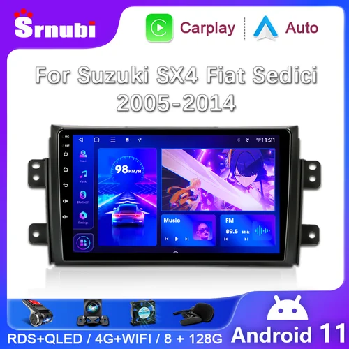 Srnubi Android カーラジオスズキ SX4 2006 - 2014 フィアット Sedici 189 2005 - 2014 マルチメディアプレーヤーナビゲーション 2 din Carplay