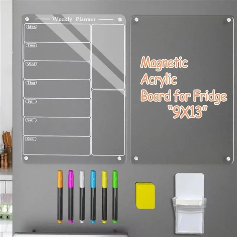CHCH Clear Calendar For Fridge With Acrylic Dry Erase Menu Board Pen, Magnetic For Fridge Calendar Included