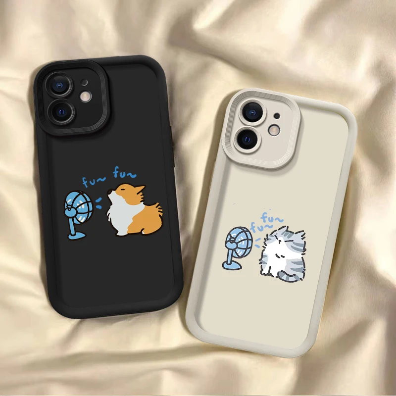 Sky ladder painted summer hair dryer small animal case For iPhone 15 14 Plus 7 8 X XS XR 11 12 13 Pro Max Silicone Cases Cover