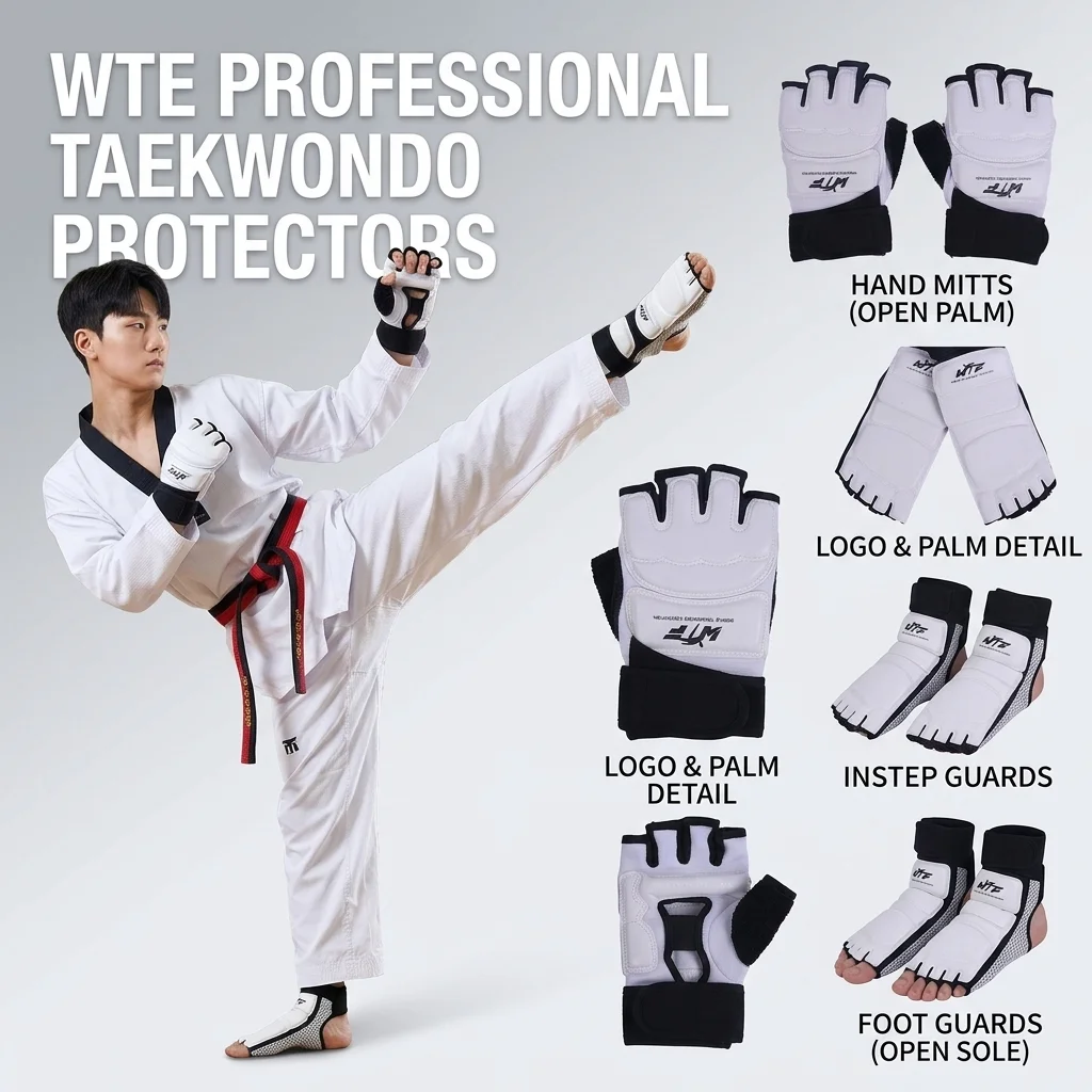 1Pair Boxing Training Gloves Taekwondo Competition Protective Martial Arts Hand Foot Guards PU Protective Legguard Gear