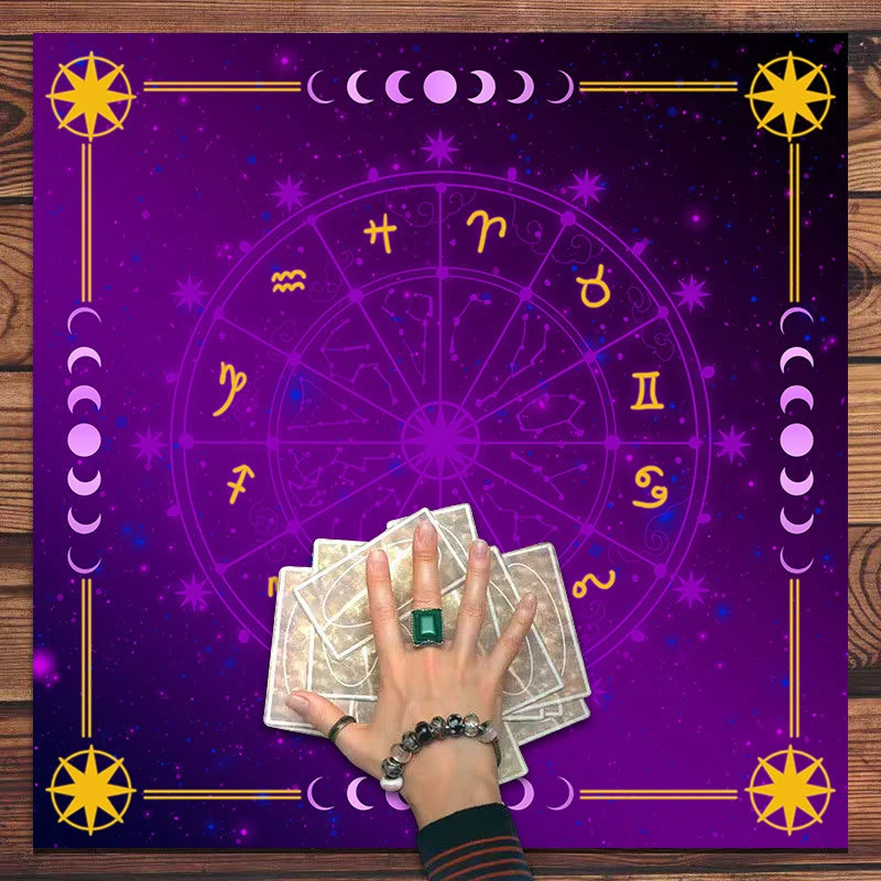 VIKAMA Tree of Life Zodiac Tarot Altar Cloth Divination Spread Mat Spiritual Witchcraft Astrology Wiccan Home Decor