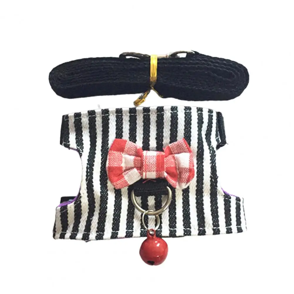 Pet Chest Strap Striped Hamster Rabbit Bow-knot Harness Vest Leash Traction Rope Ferrets Rats Chest Strap Small Pet Leashes