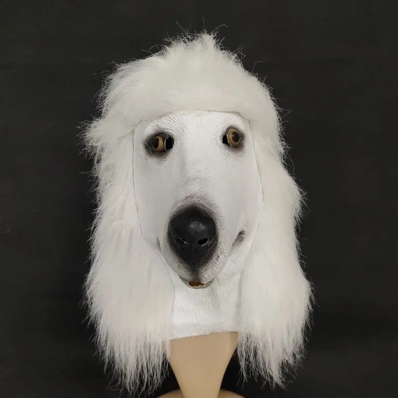 

Vip Poodle Headcover Mask Halloween Animal Cosplay Latex Poodle Mask Party Performance Poodle Full Head Masques Halloween Masks