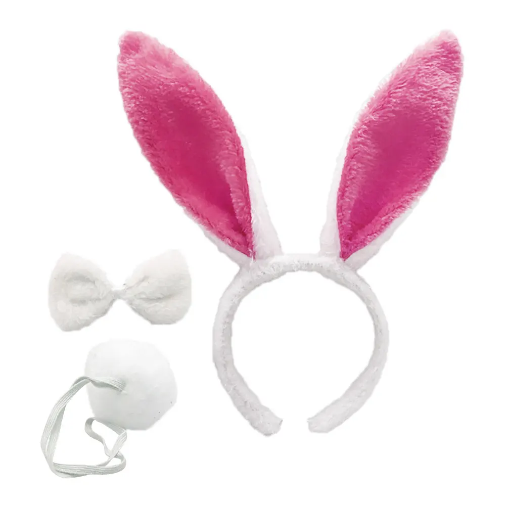 3pcs Hair Band Adjustable Plush Easter Bendable Cute Rabbit Ears Halloween Props