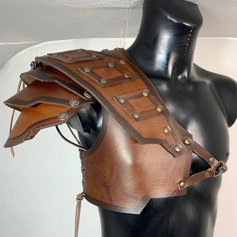 2023 Mannen Pantser Viking Ridder Krijger Pauldrons Lederen Schouder Middeleeuwse Romeinse Gladiator Cosplay Kostuum Steampunk Harnas Larp