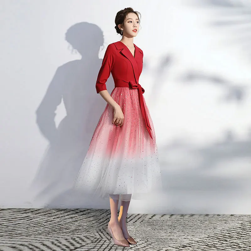 

Ele adual Color Women's Dr for Performance Poem Recitation Host ow off Stage Long Skirt Wedding Cany Anniversary