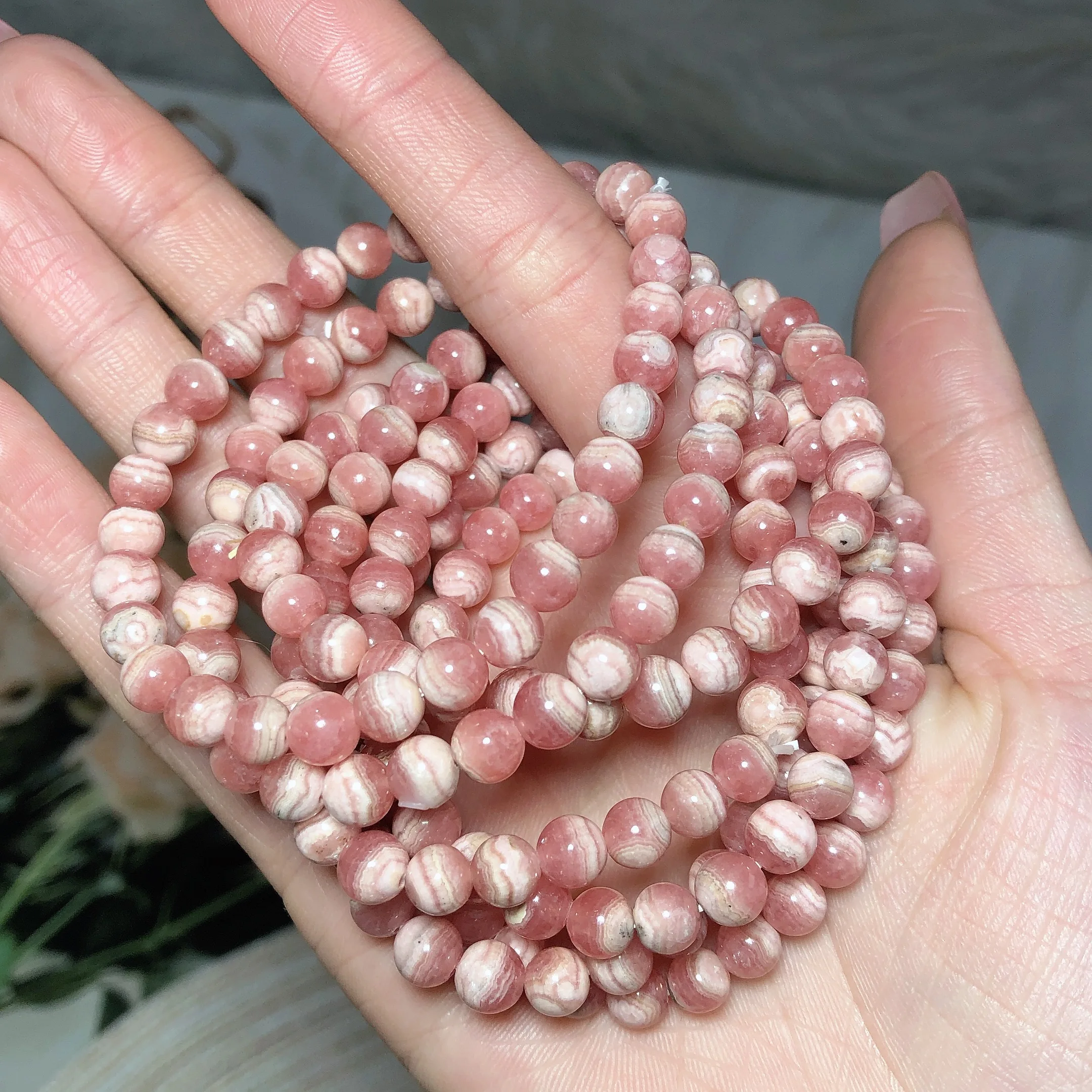 

Natural Crystals Rhodochrosite Bracelets Beads Healing Gemstones For Women Men Jewelry Agates Elastic High Quality Energy Ore