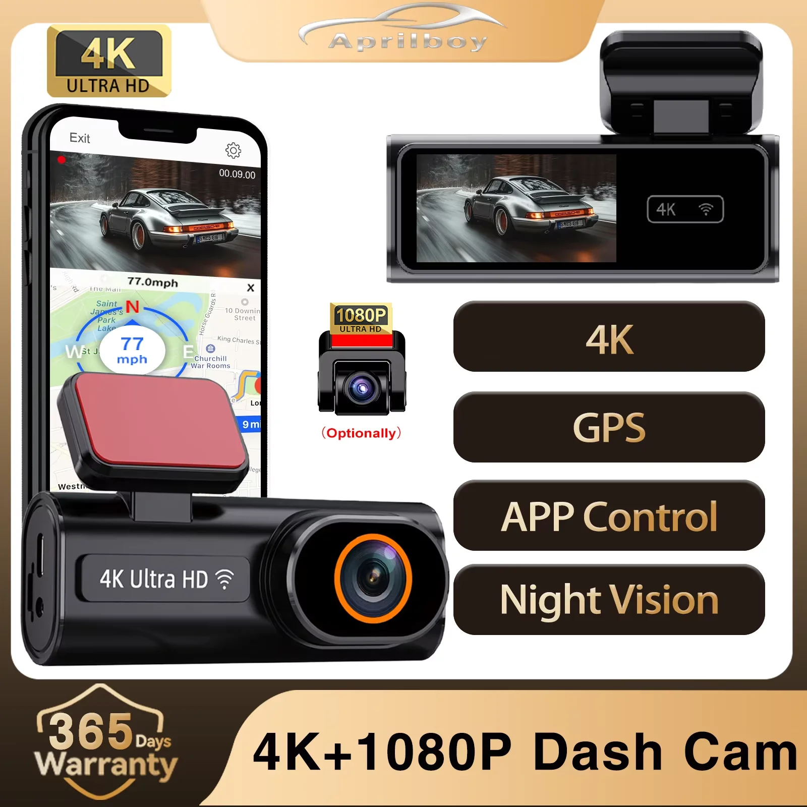 

Видеорегистратор автомобильный Aprilboy K6, 4K UHD, Wi-Fi видеорегистратор видеорегистратор авто