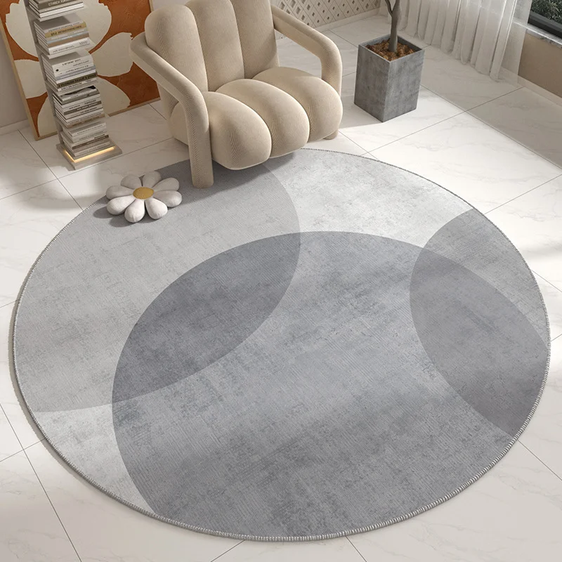 VIKAMA Morandi Gradient Overlapping Circle Round Carpet Anti Slip Thin Circular Rug Reading Nook Bedroom Decor