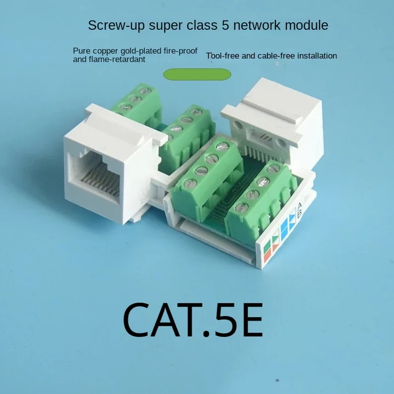 Tornillo de abrazadera de conector Keystone Ethernet RJ45 CAT5e, módulo con cable, enchufe de pared, negro, blanco, 5 piezas