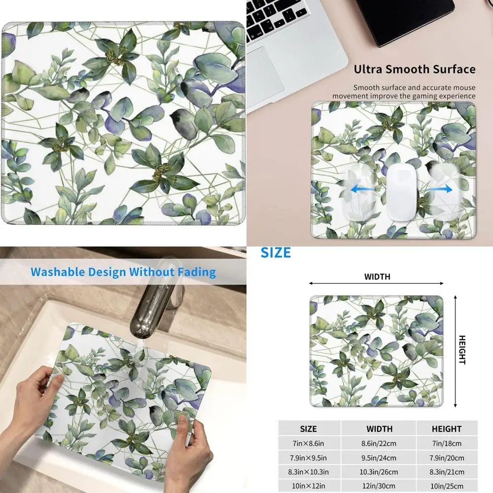 

Green Eucalyptus Leaves Gaming Mouse Pad - 10x12 Inches with Stitched Edge and Anti-Slip Rubber Base