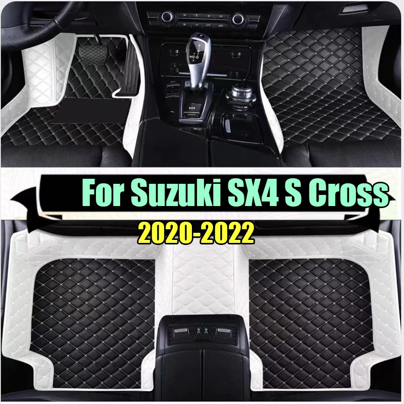 Custom Auto Luxury Leather Car Floor Mat For Suzuki SX4 S Cross 2020 2021 2022 Car Mat Full Set Women Waterproof Accessories