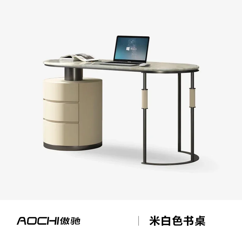 

Light luxury study desk and chair combination custom marble home fashion high-end book desk writing desk
