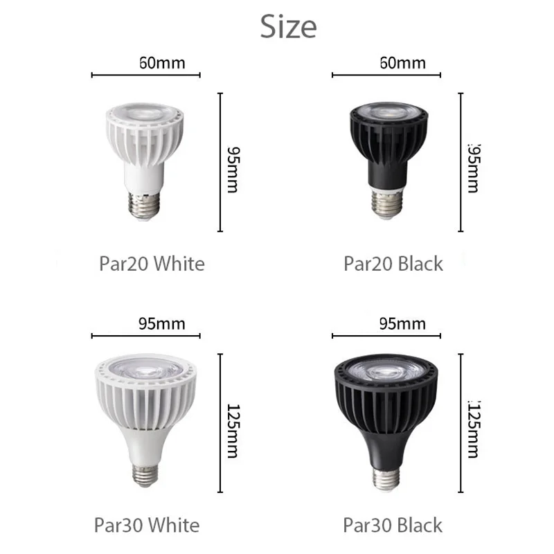 Imagem -06 - Lâmpada Led para Iluminação Doméstica e Empresarial Refletor Regulável Shell Branco e Preto 15w 25w E27 Par30 Par20 220v