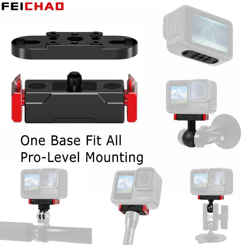 طقم تثبيت مغناطيسي سريع الإصدار لـ GoPro Hero 12/11/10/9/8 قاعدة ألومنيوم 1/4 "ARRi برغي ترايبود محول كروي رئيس مدونة فيديو مغناطيسية