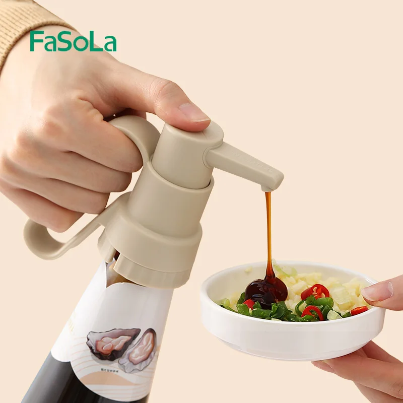 FaSoLa Oyster Sauce Dispenser Jam Bottle Pump Tomato Ketchup Paste Nozzle Cooking Seasoning Oil Bottle Home Kitchen Tools