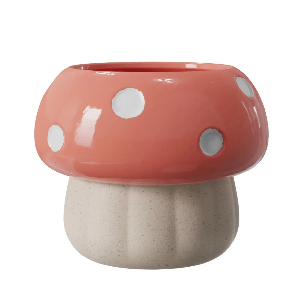 Ceramic Coral Peony Mushroom Planter for Succulents Plants Flower Pots Indoor Outdoor Home Garden Decor