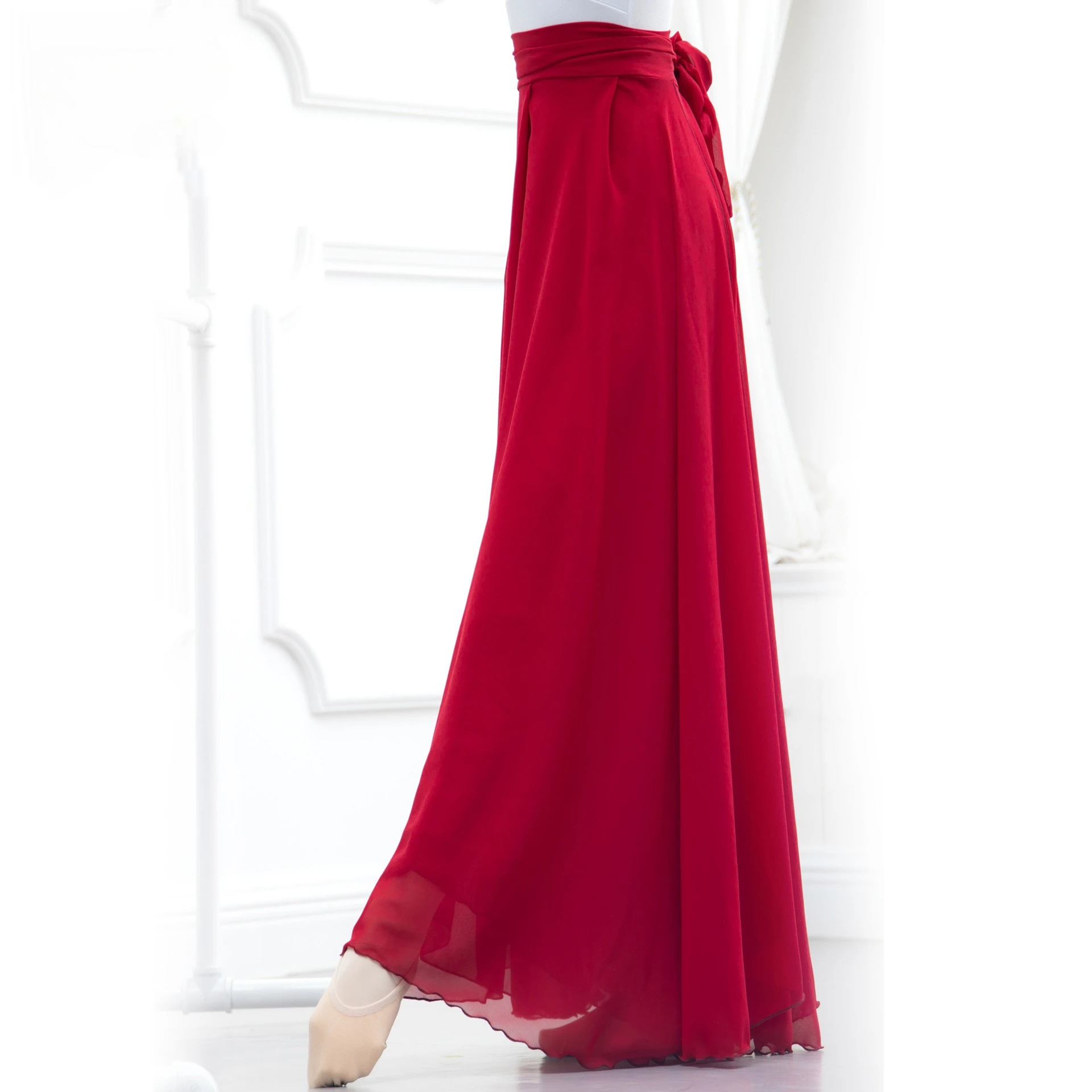 Adult Ballet Skirt One-piece Lace-up Teacher Long Skirt Classical Dance Gauze Skirt Practice Apron Half-body Chiffon Skirts