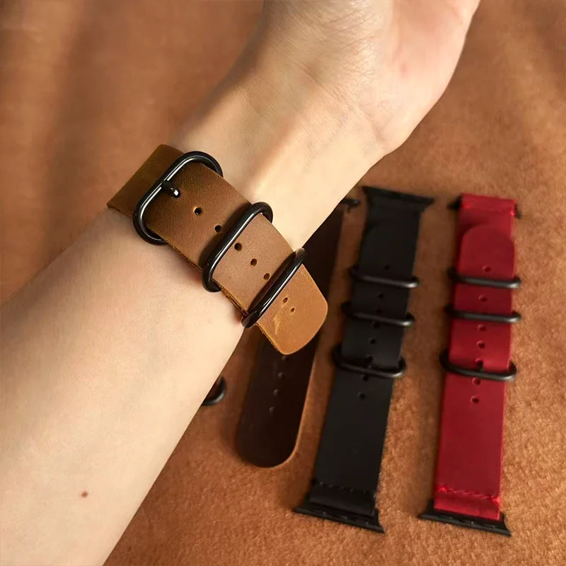 Three-Loop Soft Genuine Leathe - Women Accessories Business ulasan dan harga