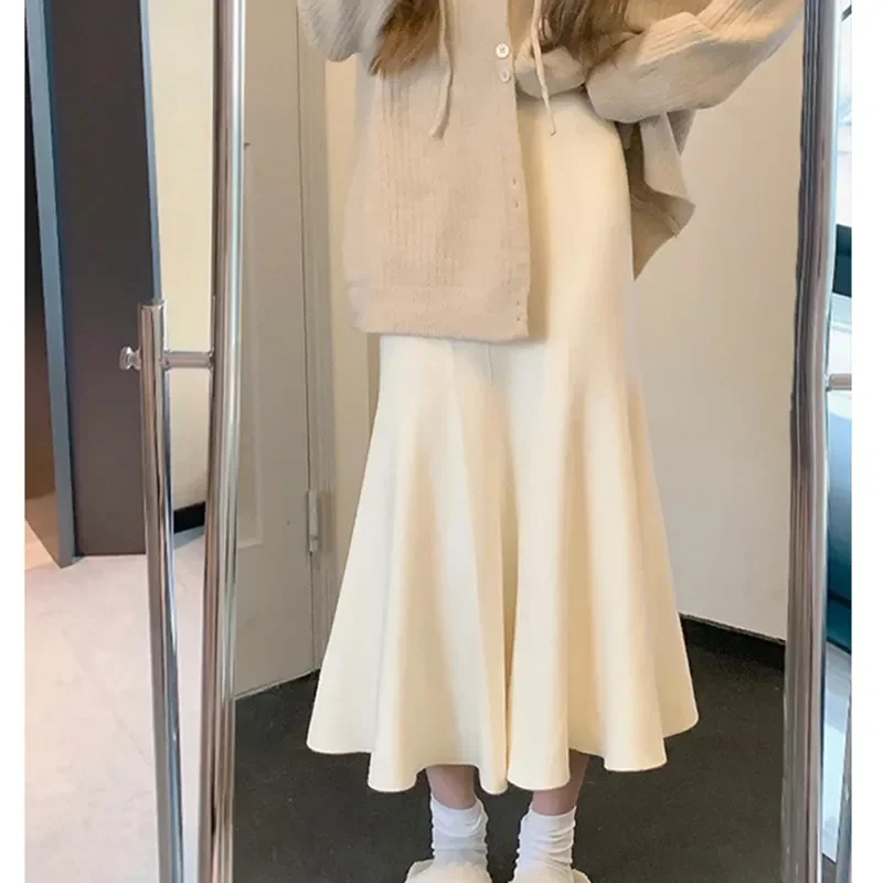 

Knitting Skirts for Women 2022 Fashion High Waist Slim Trumpet Mermaid Skirts Casual Elegant Ankle Length Long Skirt