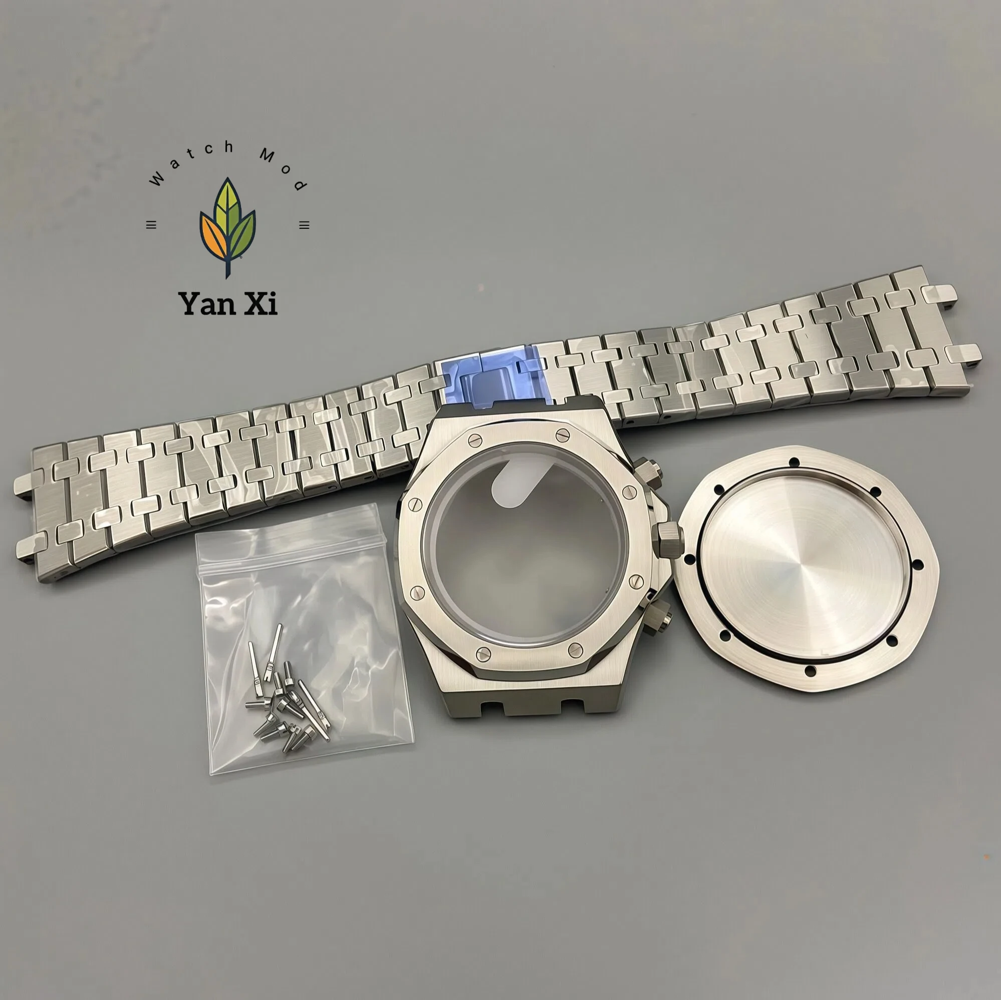 Корпус Yan Xi 41 мм VK63, серебристый, нержавеющая сталь, сапфировое стекло для механизма Royal Oak VK63, подходит для циферблата 31,8 мм